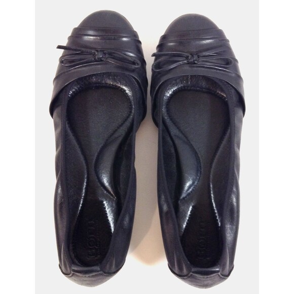 Born Flats Wn 9M Black Leather Ballet Casual Slip On Shoes Flats Bow Comfy - Picture 2 of 13